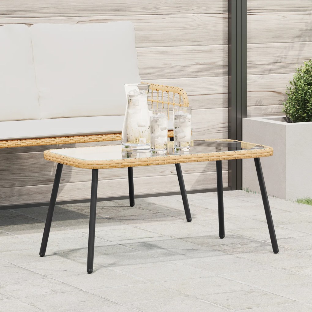 vidaXL Τραπεζάκι καφέ Φυσικό 90x45x42 εκ Πολυ ράτανα
