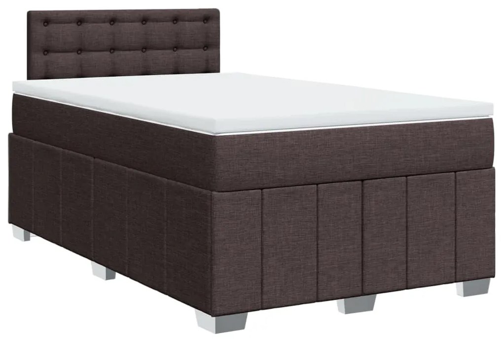 vidaXL Κρεβάτι Boxspring με Στρώμα Σκούρο Καφέ 120x190 εκ Υφασμάτινο