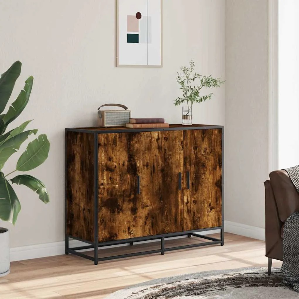 vidaXL Sideboard Καπνιστή δρυς 94x35x76 cm Κατασκευασμένο ξύλο