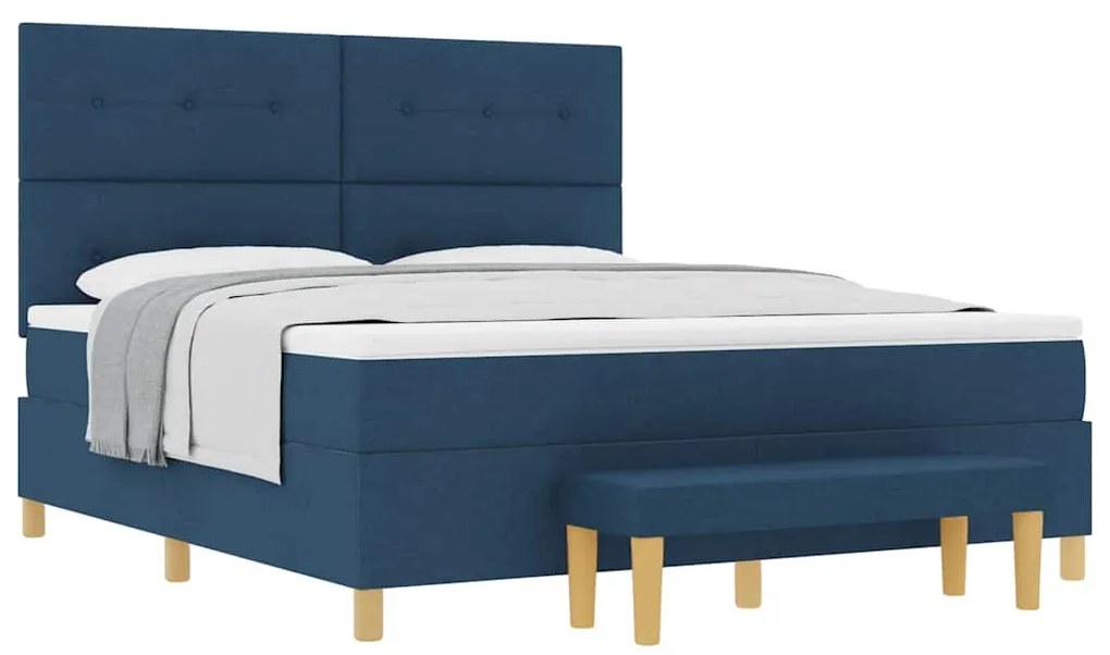 vidaXL Κρεβάτι με ελατήρια με στρώμα Μπλε 180 x 200 cm ύφασμα