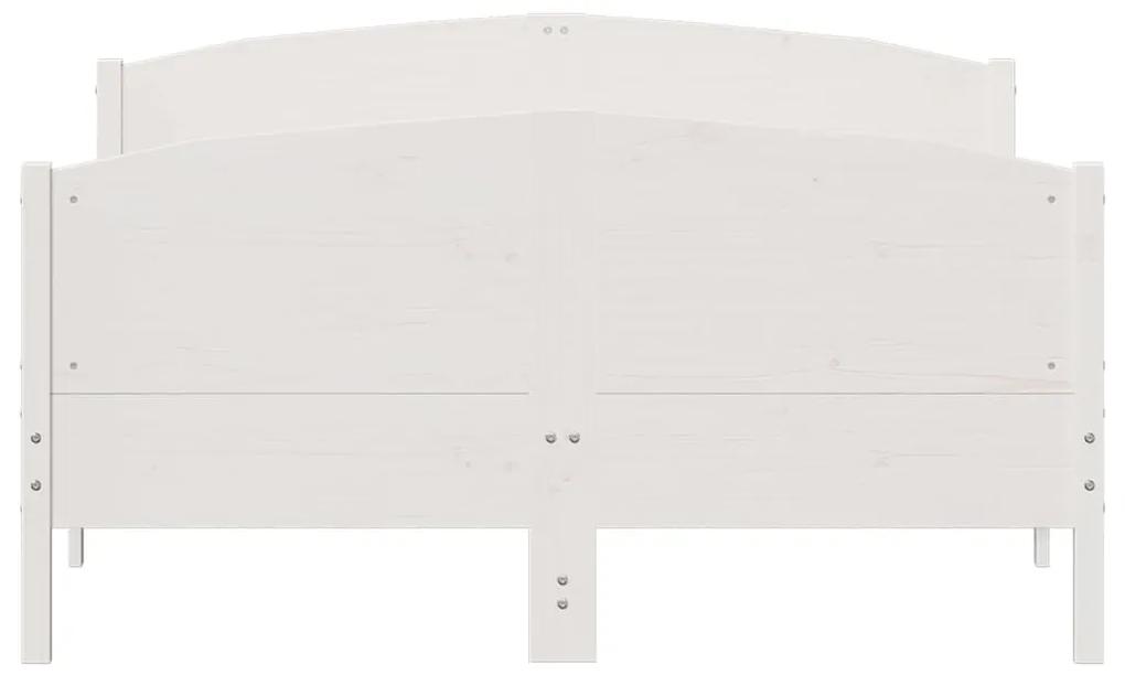 vidaXL Πλαίσιο Κρεβατιού με Κεφαλάρι Λευκό 140 x 190 εκ. Μασίφ Πεύκο