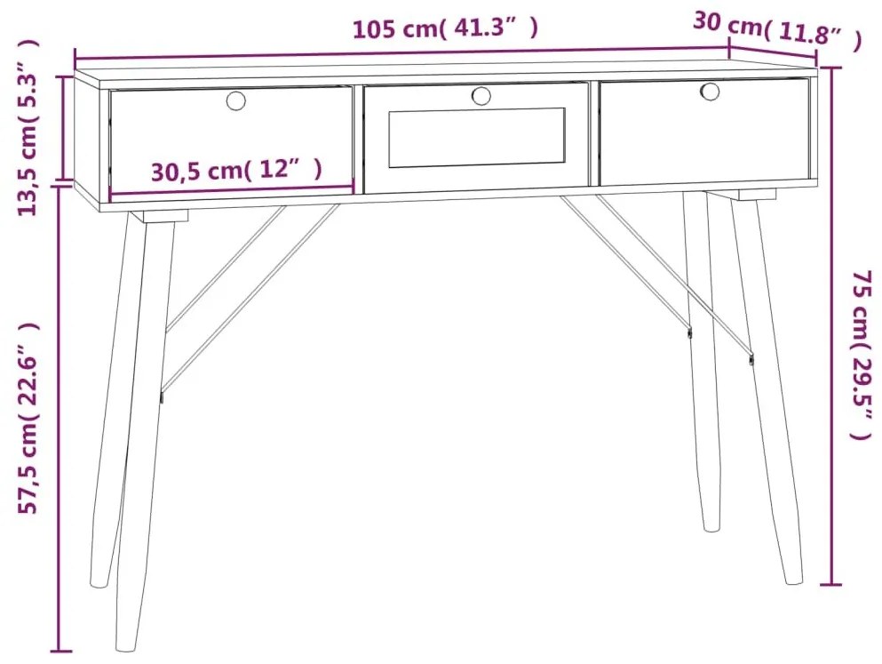 Τραπέζι Κονσόλα με Συρτάρια 105x30x75 εκ. Επεξεργασμένο Ξύλο - Λευκό