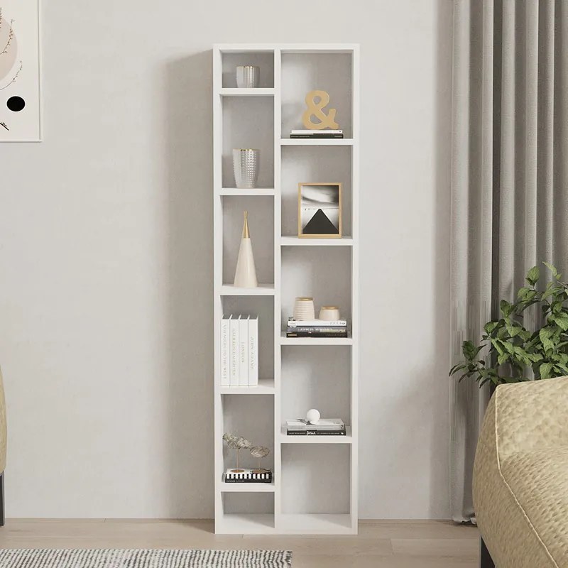 Βιβλιοθήκη Minicu pakoworld σε λευκή απόχρωση 44,4x19,6x150εκ