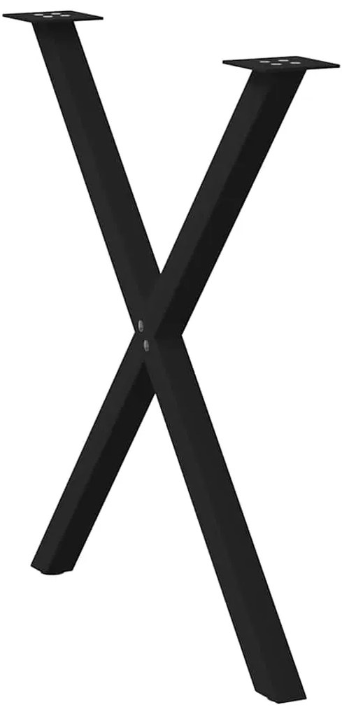 vidaXL Πόδια Τραπεζαρίας σε Σχήμα Χ, 2 τεμ. Μαύρο, Ατσάλι 80x(72-73) εκ.