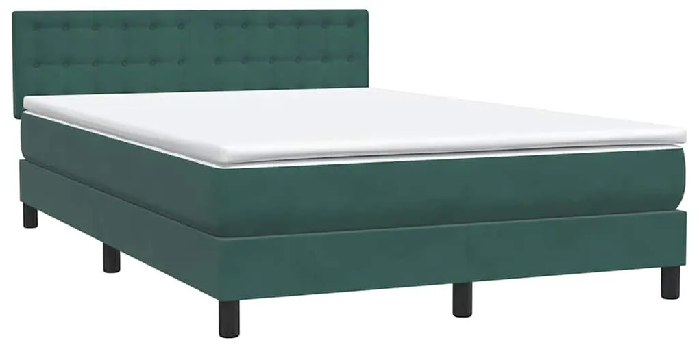 vidaXL Κρεβάτι Boxspring με Στρώμα Σκούρο Πράσινο 160x210εκ. Βελούδινο