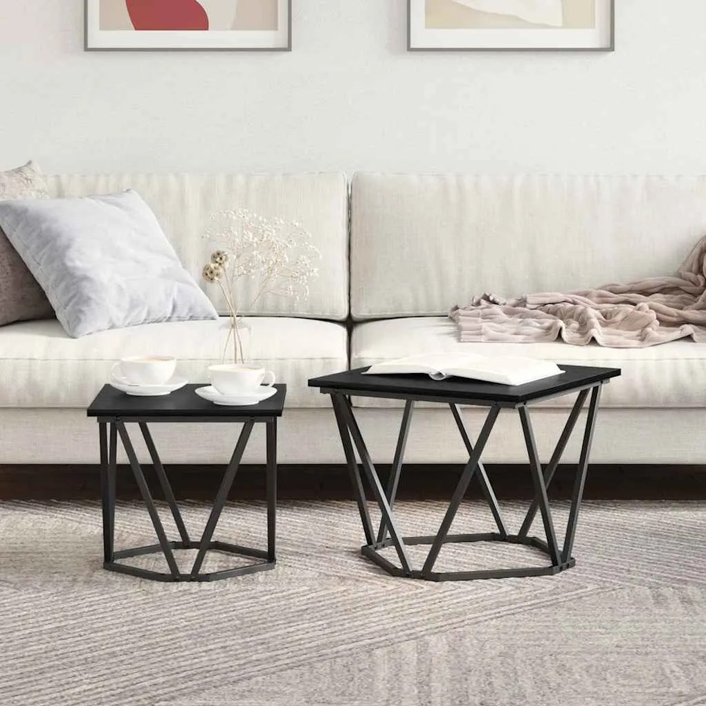 vidaXL Σετ βοηθητικά τραπεζάκια 2 pcs Μαύρη δρυς 50 x 50 x 40 cm