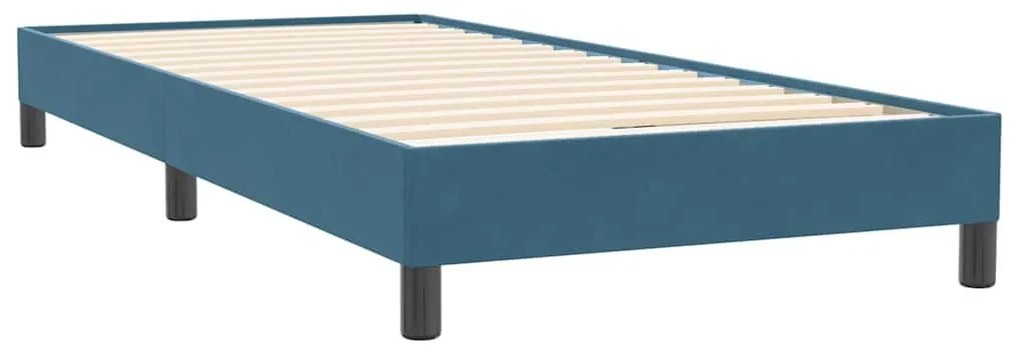 Κρεβάτι Boxspring με Στρώμα Σκούρο Μπλε 80x220 εκ. Βελούδινο - Μπλε