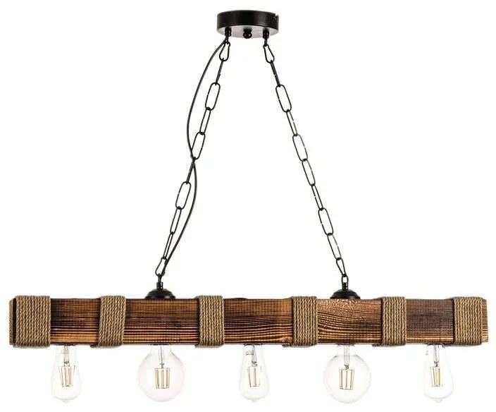 Φωτιστικό Οροφής-Ράγα 5318-5 90x80cm 5xΕ27 Natural Inlight Wood, Rope