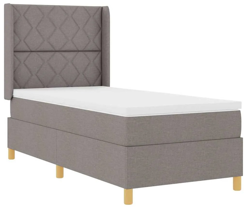 vidaXL Κρεβάτι με ελατήρια με στρώμα Taupe 100 x 200 cm ύφασμα
