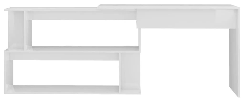 vidaXL Γραφείο Γωνιακό Γυαλιστερό Λευκό 200x50x76 εκ. από Επεξ. Ξύλο
