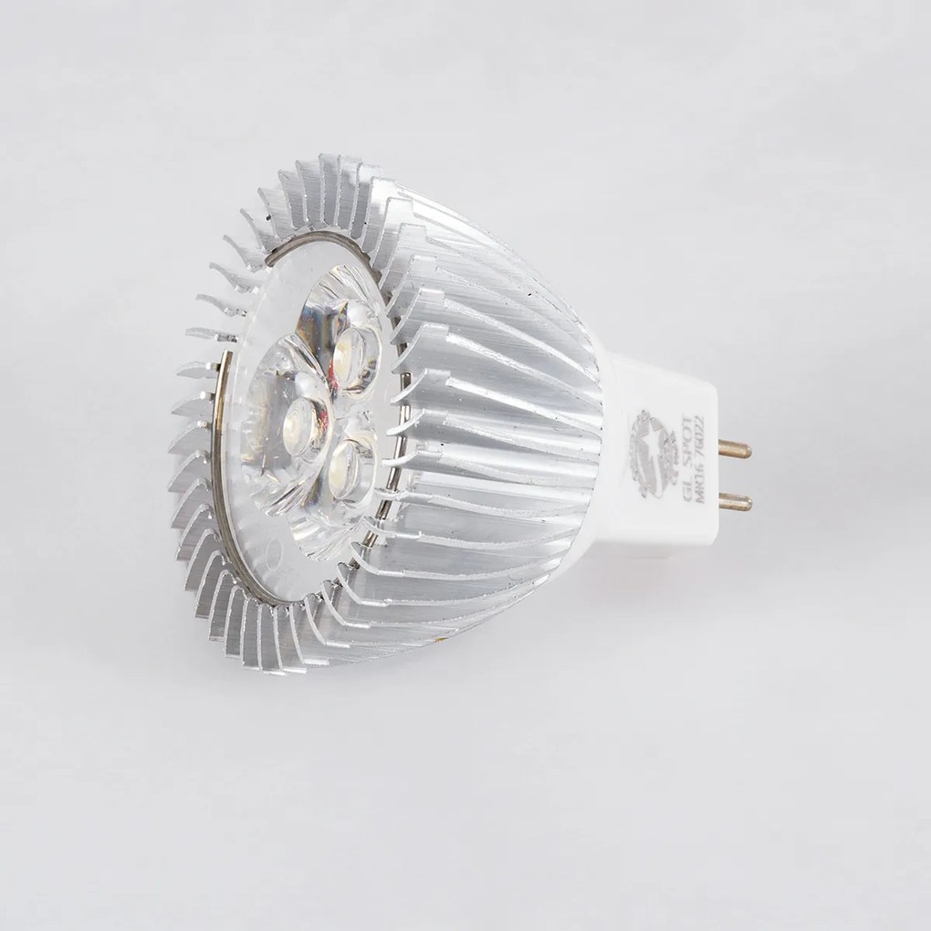 GloboStar 76020 Σποτ LED GU5.3 MR16 3W 300lm 30° DC 12V IP20 Φ5 x Υ5.2cm Ψυχρό Λευκό 6000K - 2 Χρόνια Εγγύηση - 76020