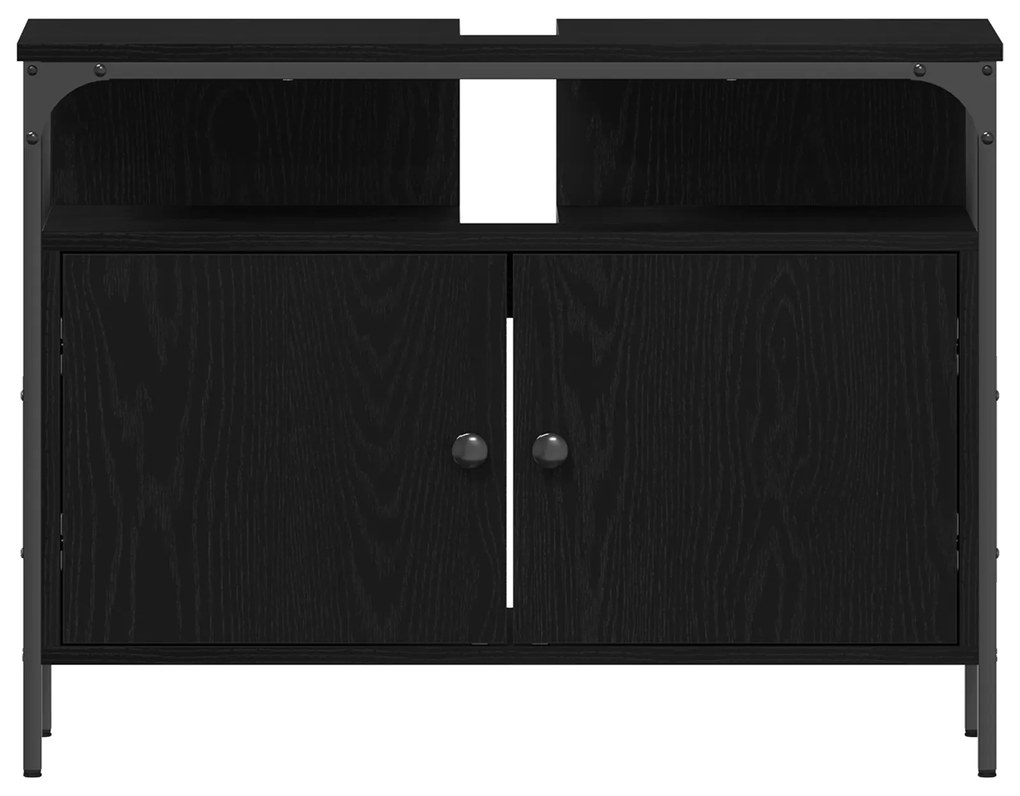 vidaXL Ντουλάπα Νιπτήρα Μαύρο Δρυς 80x30x60 εκ. Κατασκευασμένο ξύλο