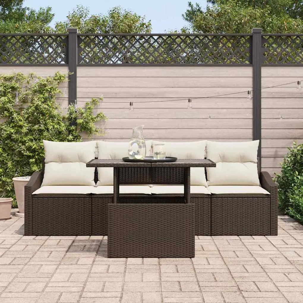 vidaXL Σετ Καναπέ Κήπου 5 pcs Καφέ και κρεμ 100 x 55 x 73 εκ
