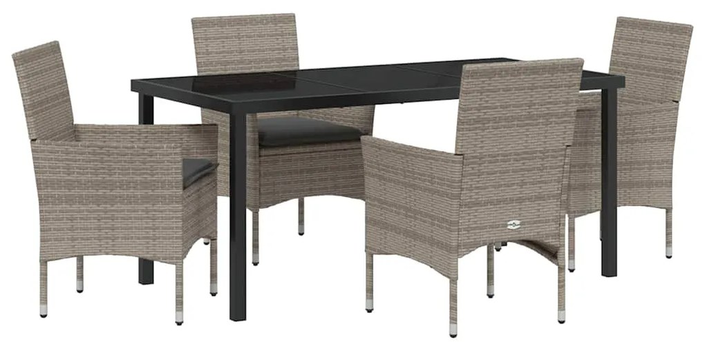 vidaXL Σέτ φαγητού για κήπο με μαξιλάρι 5 pcs Γκρι συνθετικό ρατάν