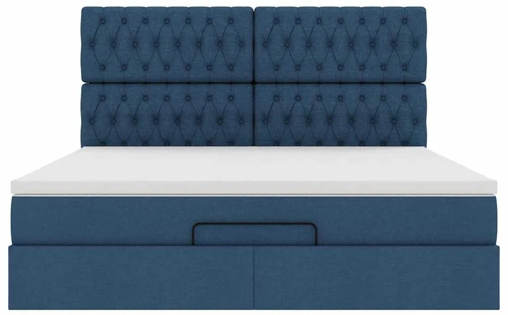 vidaXL Οθωμανικό κρεβάτι με στρώμα μπλε 160x200cm ύφασμα