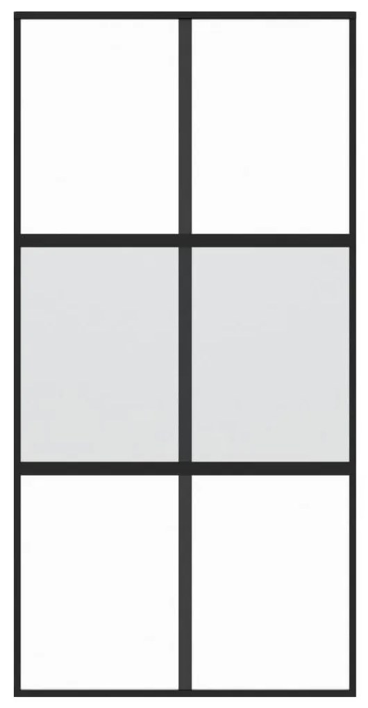 Συρόμενη Πόρτα Μαύρη 102,5 x 205 εκ. από Ψημένο Γυαλί/Αλουμίνιο - Μαύρο