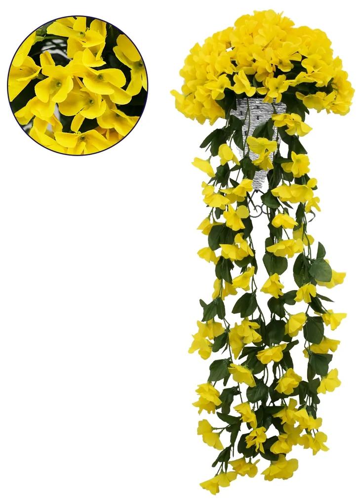 78054 Τεχνητό Κρεμαστό Φυτό Διακοσμητικών Λουλουδιών με Κίτρινα Φλόξ M30 x Υ80 x Π30cm