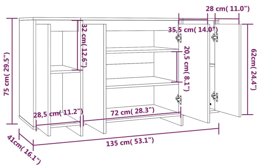 ΜΠΟΥΦΕΣ SONOMA ΔΡΥΣ 135 X 41 X 75 ΕΚ. ΑΠΟ ΜΟΡΙΟΣΑΝΙΔΑ 809596