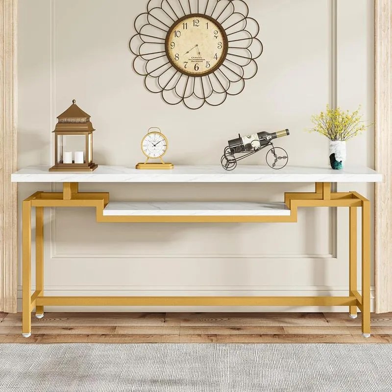 Κονσόλα Onole όψη μαρμάρου - χρυσό μέταλλο 180x35x82 εκ. 180x35x82 εκ.