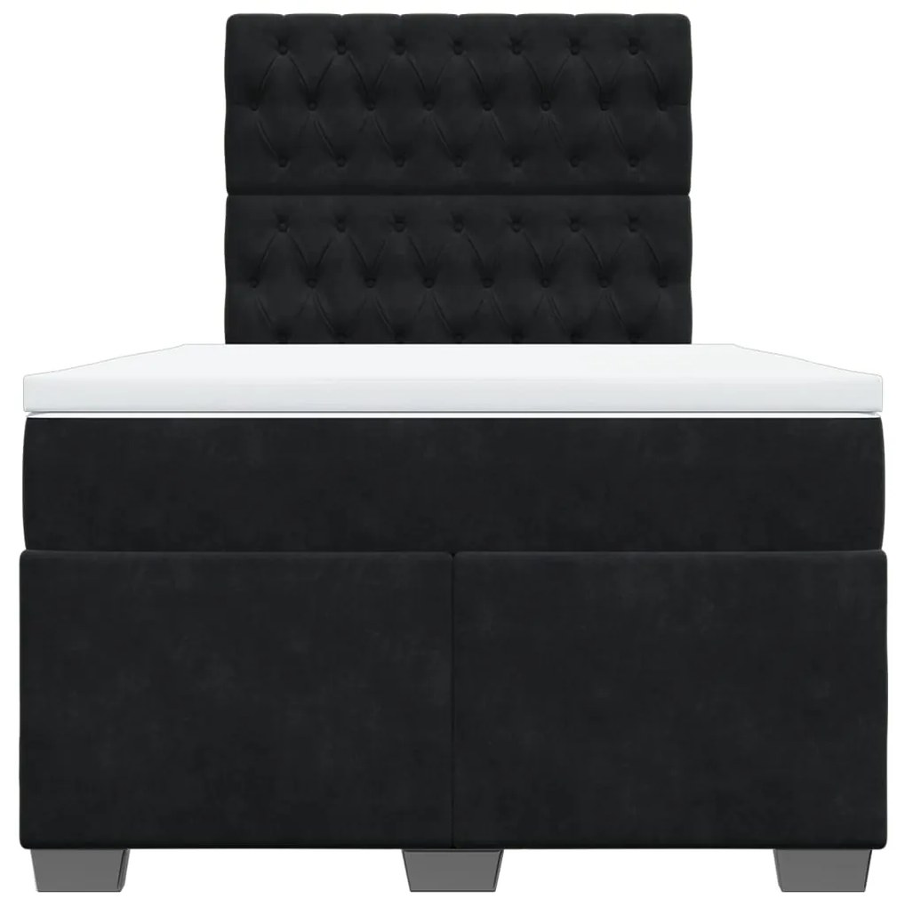 vidaXL Κρεβάτι Boxspring με Στρώμα Μαύρο 120 x 200 εκ. Βελούδινο