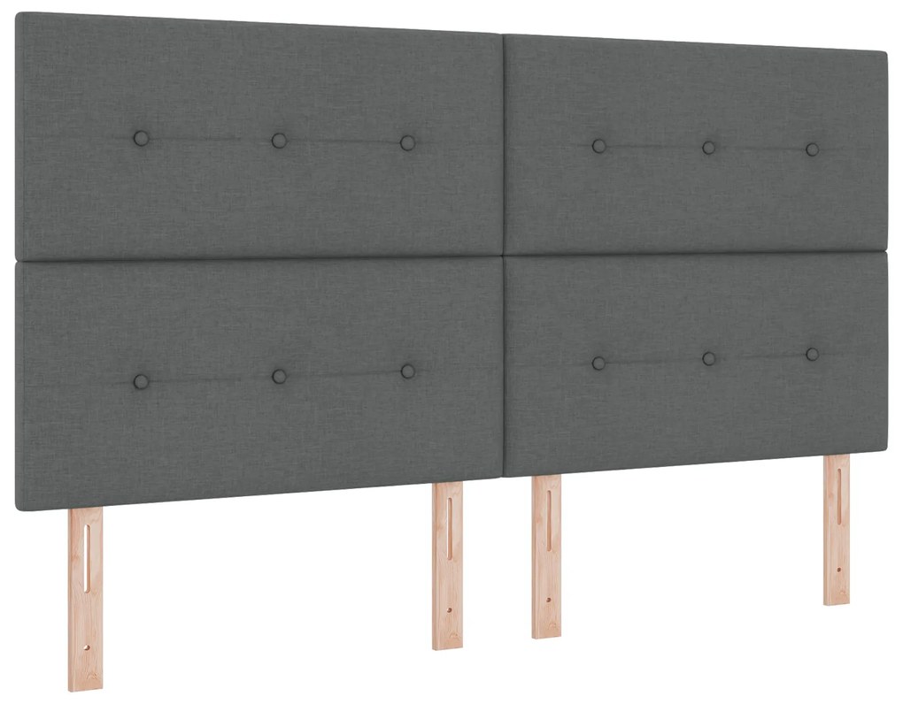 vidaXL Box Spring Bed με Στρώμα & LED Σκούρο Γκρι 180x200 εκ. Ύφασμα