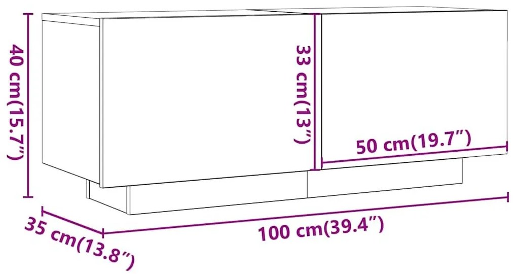 Έπιπλο Τηλεόρασης Λευκό/Sonoma Δρυς 100x35x40 εκ. Μοριοσανίδα - Λευκό