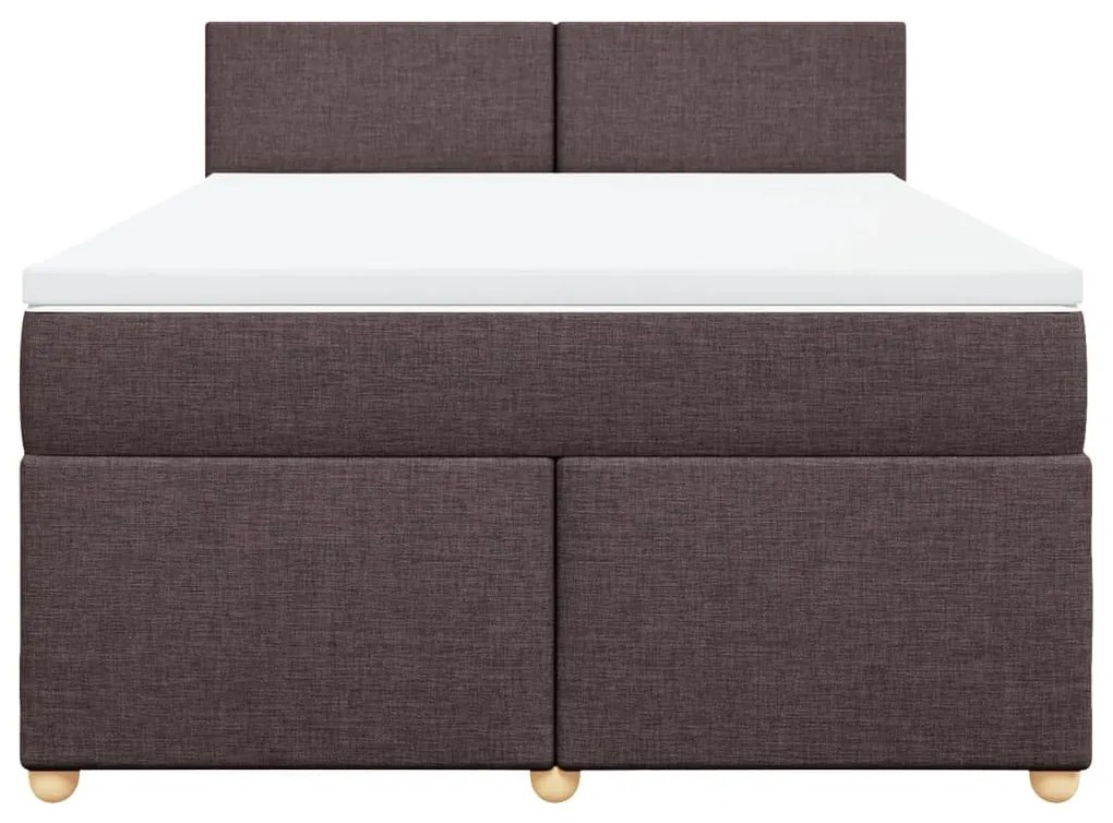 vidaXL Κρεβάτι Boxspring με Στρώμα Σκούρο Καφέ 160x200 εκ Υφασμάτινο