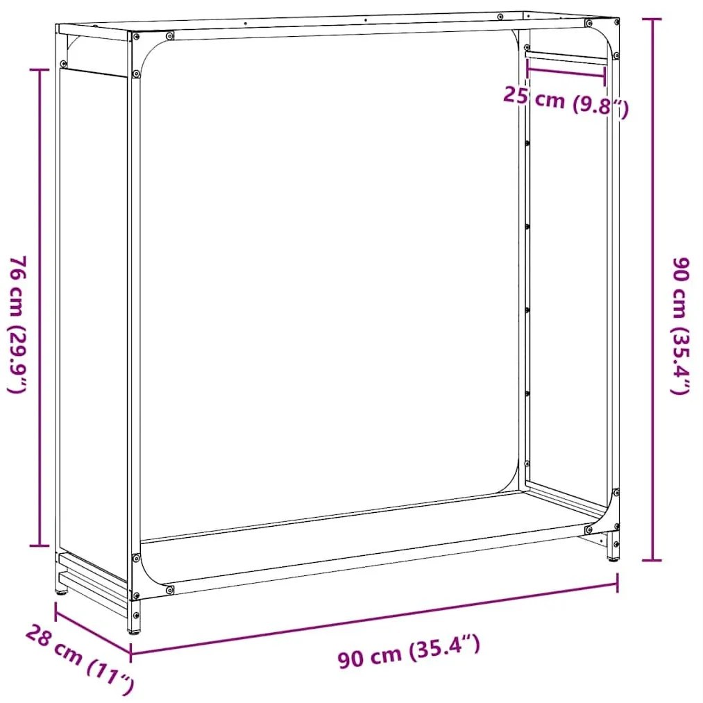 Ράφι για καυσόξυλα Λευκό 90x28x90 cm Ατσάλι ψυχρής έλασης - Λευκό