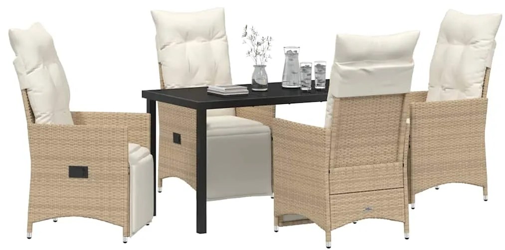 vidaXL Σέτ φαγητού για κήπο με μαξιλάρι 5 pcs Μπεζ Πολυ ράταν