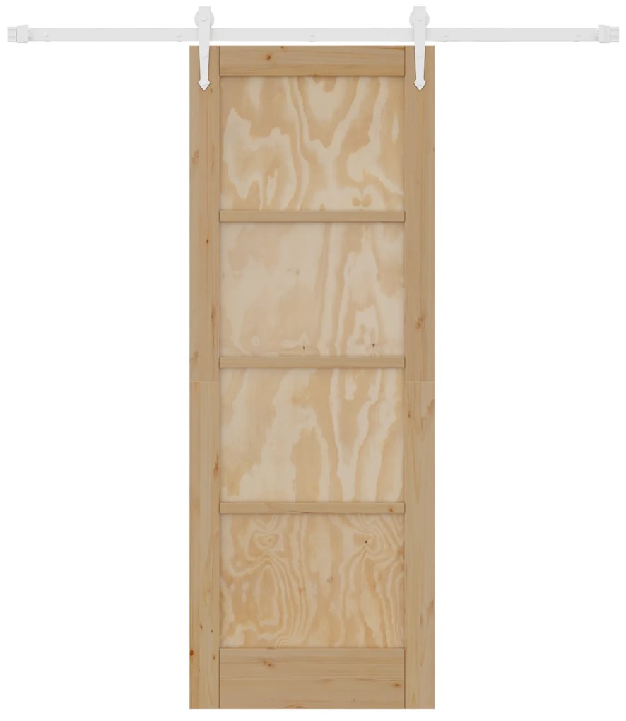 vidaXL Συρόμενη Πόρτα με Σετ Εξαρτημάτων 73.5x198.5 cm Μασίφ Ξύλο Πεύκου
