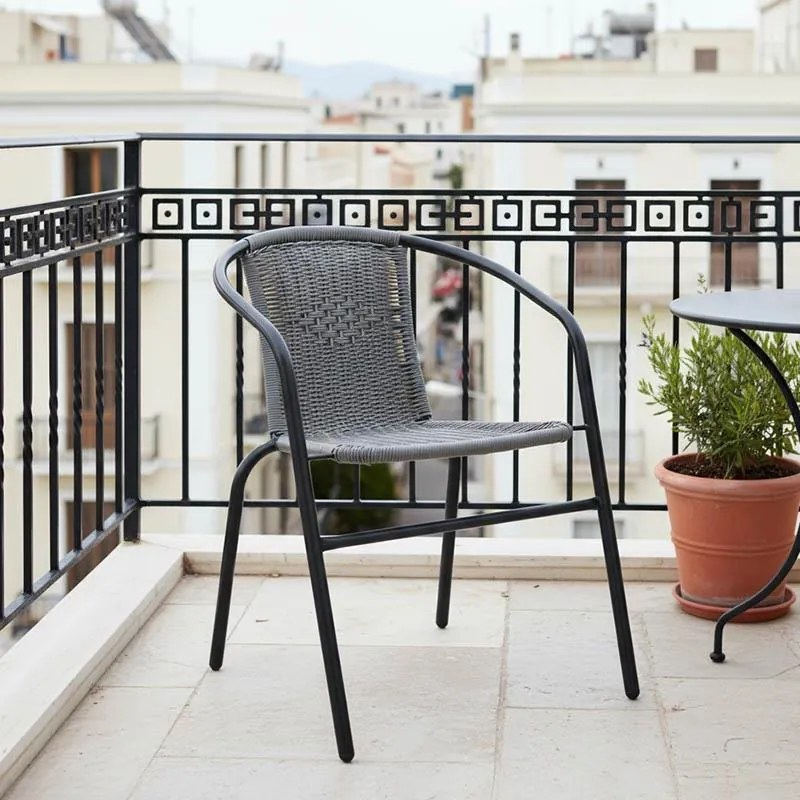 Καρέκλα - Πολυθρόνα Obbi μαύρο μέταλλο-pe γκρι 54x56x73 εκ. 53x59x72 εκ.