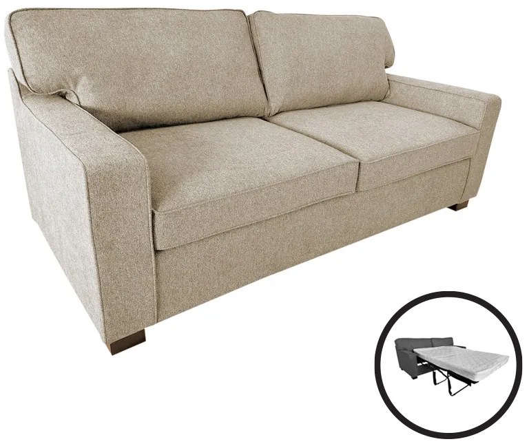 Καναπές-κρεβάτι διθέσιος με αναδιπλούμενο στρώμα Polaris pakoworld εκρού ύφασμα 181x91x83εκ