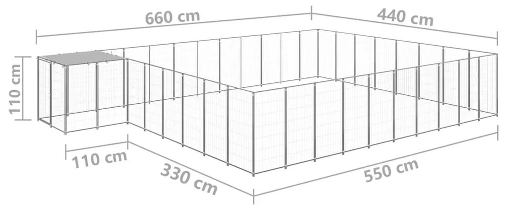 Σπιτάκι Σκύλου Ασημί 25,41 μ² Ατσάλινο - Ασήμι