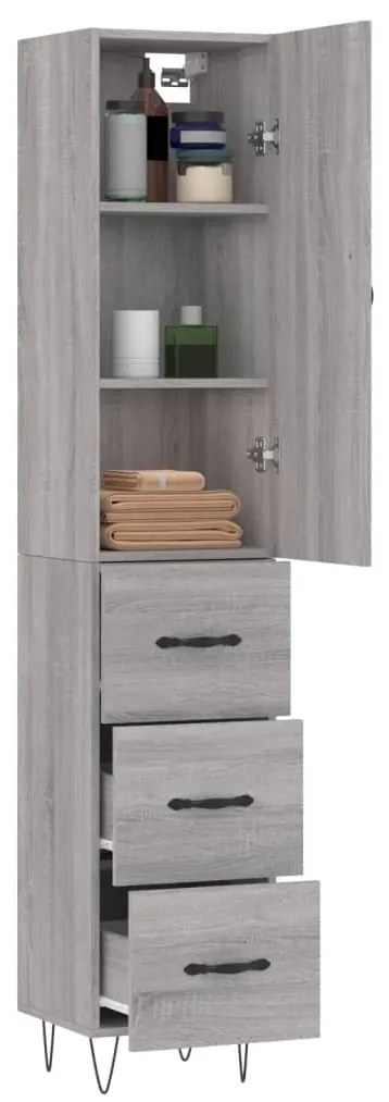 vidaXL Μπουφές Sonoma Γκρι 34,5 x 34 x 180 εκ. από Επεξεργασμένο Ξύλο