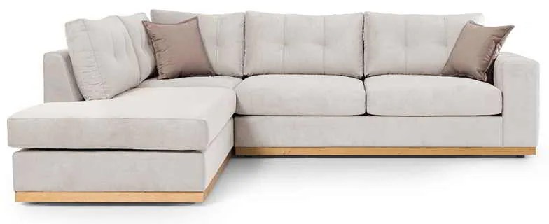 Γωνιακός καναπές δεξιά γωνία Boston pakoworld ύφασμα cream-mocha 280x225x90εκ