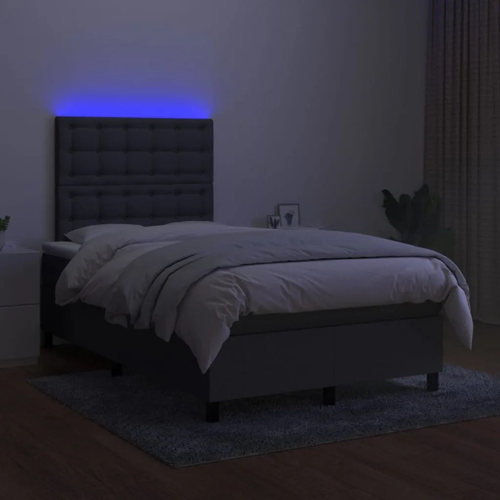 ΚΡΕΒΑΤΙ BOXSPRING ΜΕ ΣΤΡΩΜΑ &amp; LED ΣΚ.ΓΚΡΙ 120X200 ΕΚ ΥΦΑΣΜΑΤΙΝΟ 3135182