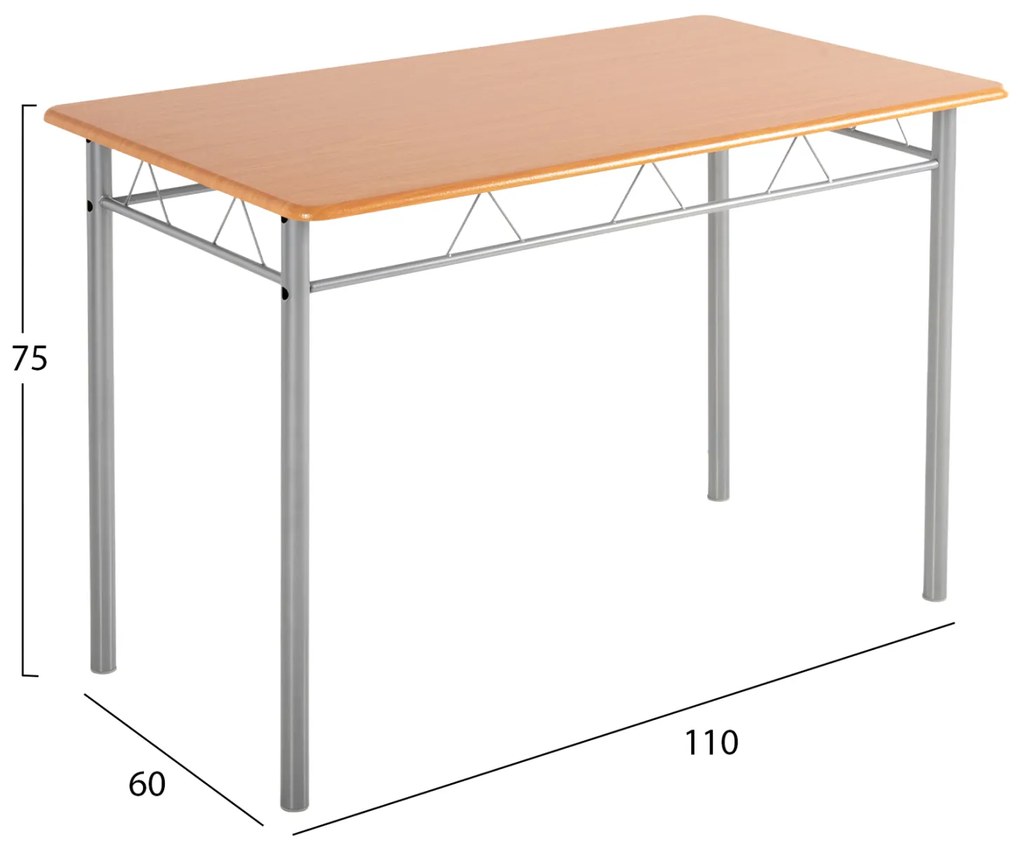 ΣΕΤ ΤΡΑΠΕΖΑΡΙΑΣ 5ΤΜΧ PEASY HM9415.02 ΜΕΤΑΛΛΟ ΑΣΗΜΙ-MDF SONAMA 110x60x75Υεκ - HM9415.02