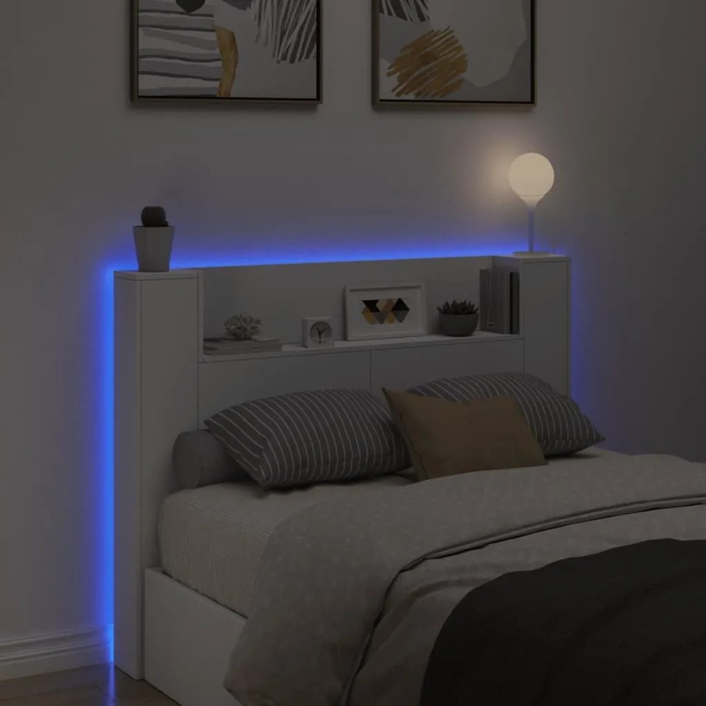 Κεφαλάρι με Αποθηκευτικό Χώρο και LED Λευκό 140x16,5x103,5 εκ. - Λευκό
