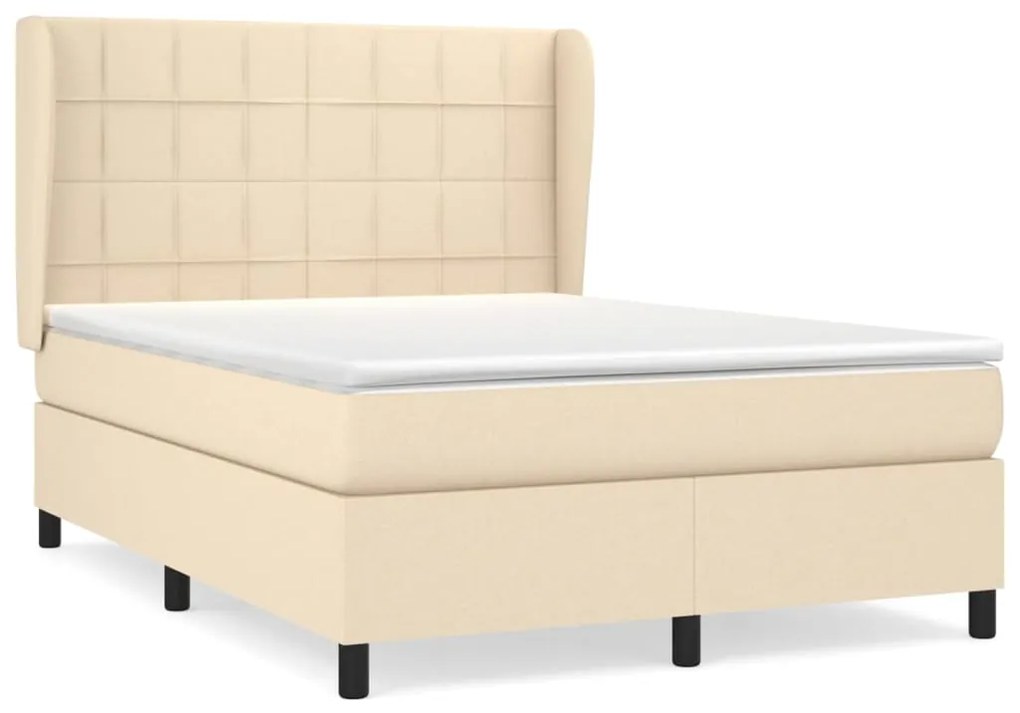 vidaXL Κρεβάτι Boxspring με Στρώμα Κρεμ 140x200 εκ. Υφασμάτινο