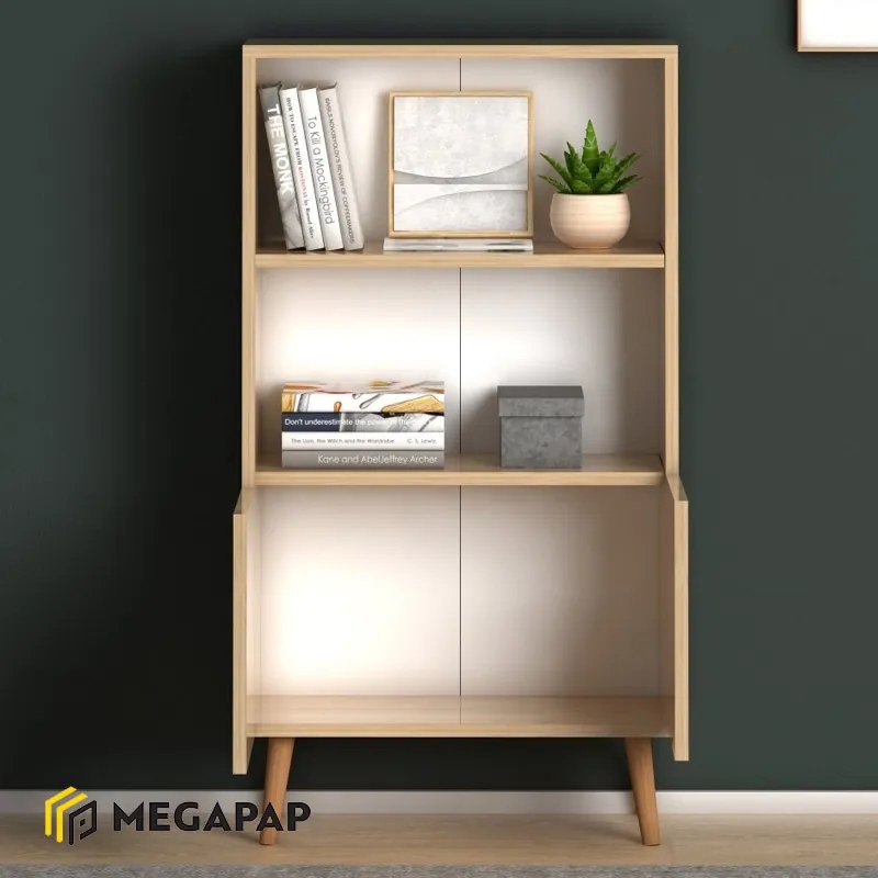 ΒΙΒΛΙΟΘΗΚΗ ΜΕΛΑΜΙΝΗΣ CUBE MEGAPAP ΧΡΩΜΑ OAK 60X24X110ΕΚ.