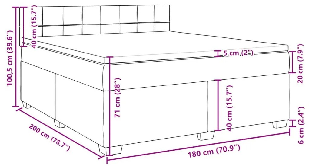 Κρεβάτι Boxspring με Στρώμα Σκούρο Καφέ 180x200 εκ Υφασμάτινο - Καφέ