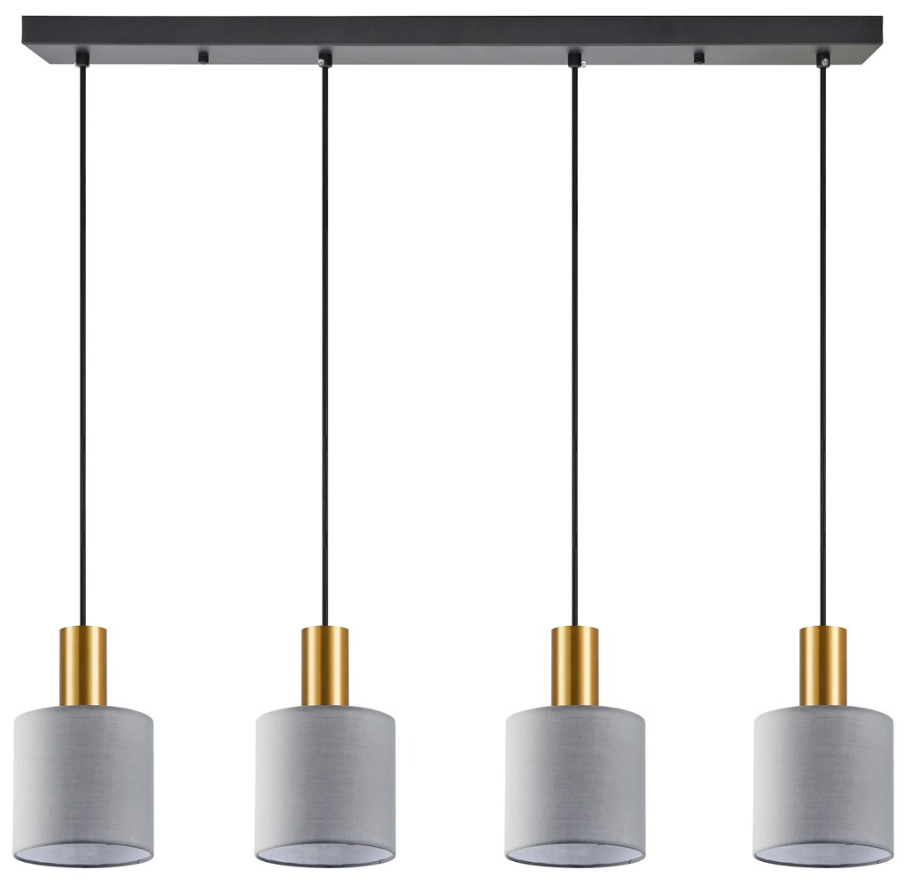 Φωτιστικό Οροφής  SE21-GM-4-4BL-SH2 ADEPT TUBE Gold Matt Pendant Grey Fabric Shade+ - 51W - 100W - 77-8609