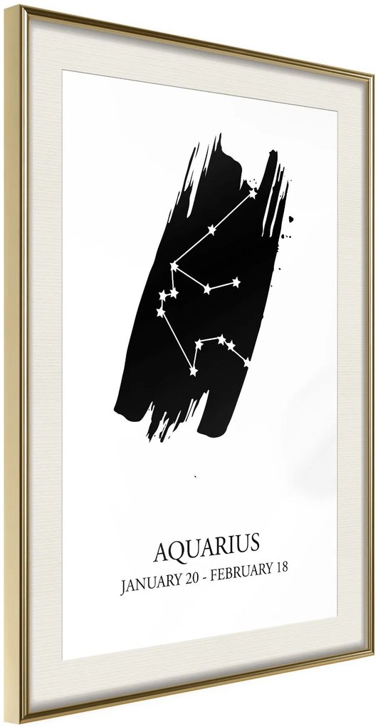 Αφίσα - Zodiac: Aquarius I - 20x30 - Χρυσό - Με πασπαρτού