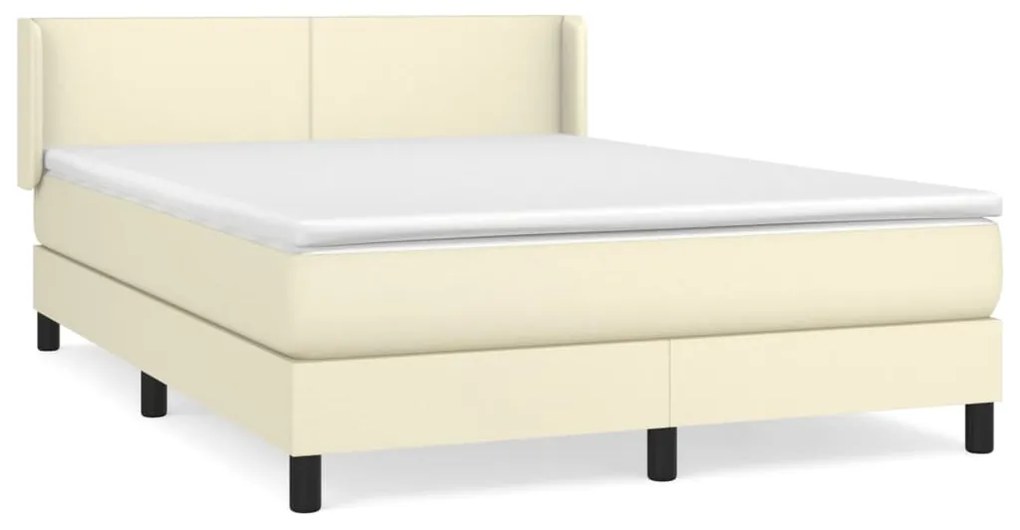 vidaXL Κρεβάτι Boxspring με Στρώμα Κρεμ 140x190εκ. από Συνθετικό Δέρμα
