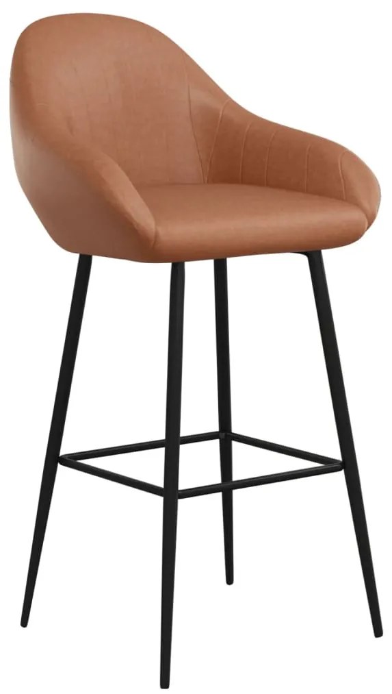 vidaXL Σκαμπό Μπαρ 2 τεμ. Ανοιχτό Καφέ από Συνθετικό Δέρμα