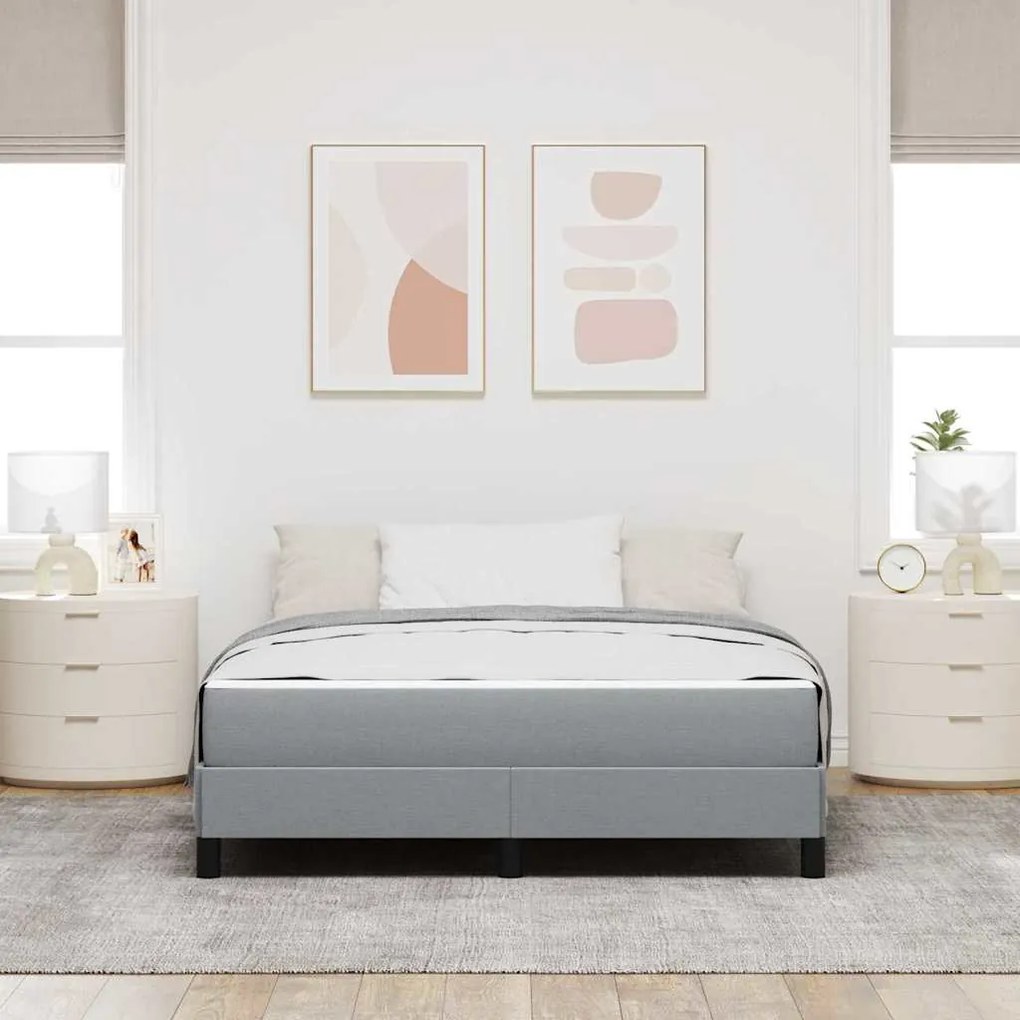 vidaXL Κρεβάτι με ελατήρια Άλλο Ανοιχτό γκρι 140 x 200 cm ύφασμα