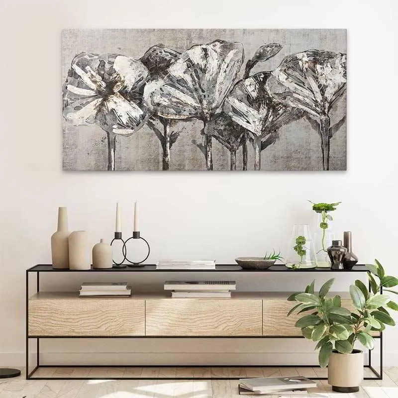 Πίνακας σε καμβά White Flowers" Megapap ψηφιακής εκτύπωσης 120x60x3εκ."