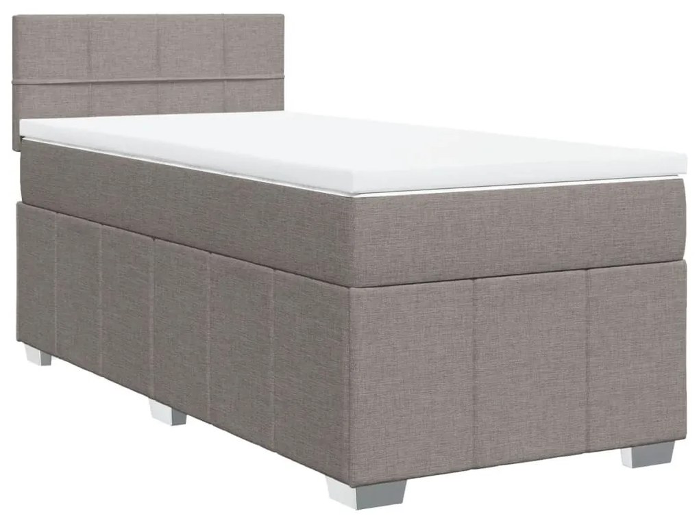 Κρεβάτι Boxspring με Στρώμα Taupe 90x200 εκ. Υφασμάτινο - Μπεζ-Γκρι