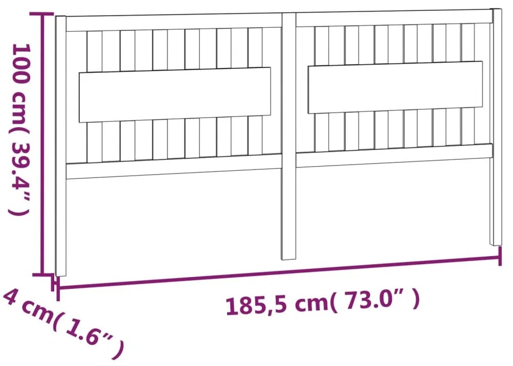 vidaXL Κεφαλάρι Κρεβατιού Μελί 185,5 x 4 x 100 εκ. Μασίφ Ξύλο Πεύκου