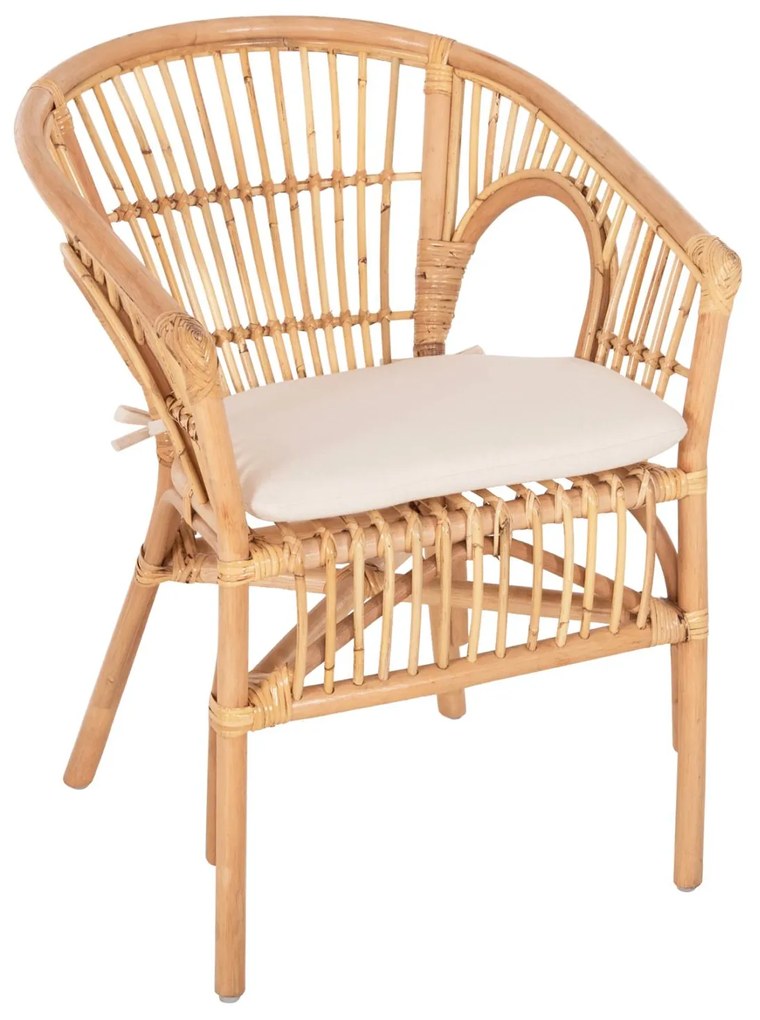 Καρέκλα - Πολυθρόνα DAMPAR C9929.04 Φυσικό Rattan με Λευκό Μαξιλάρι 59x61x80Υεκ. 59x61x80 εκ.